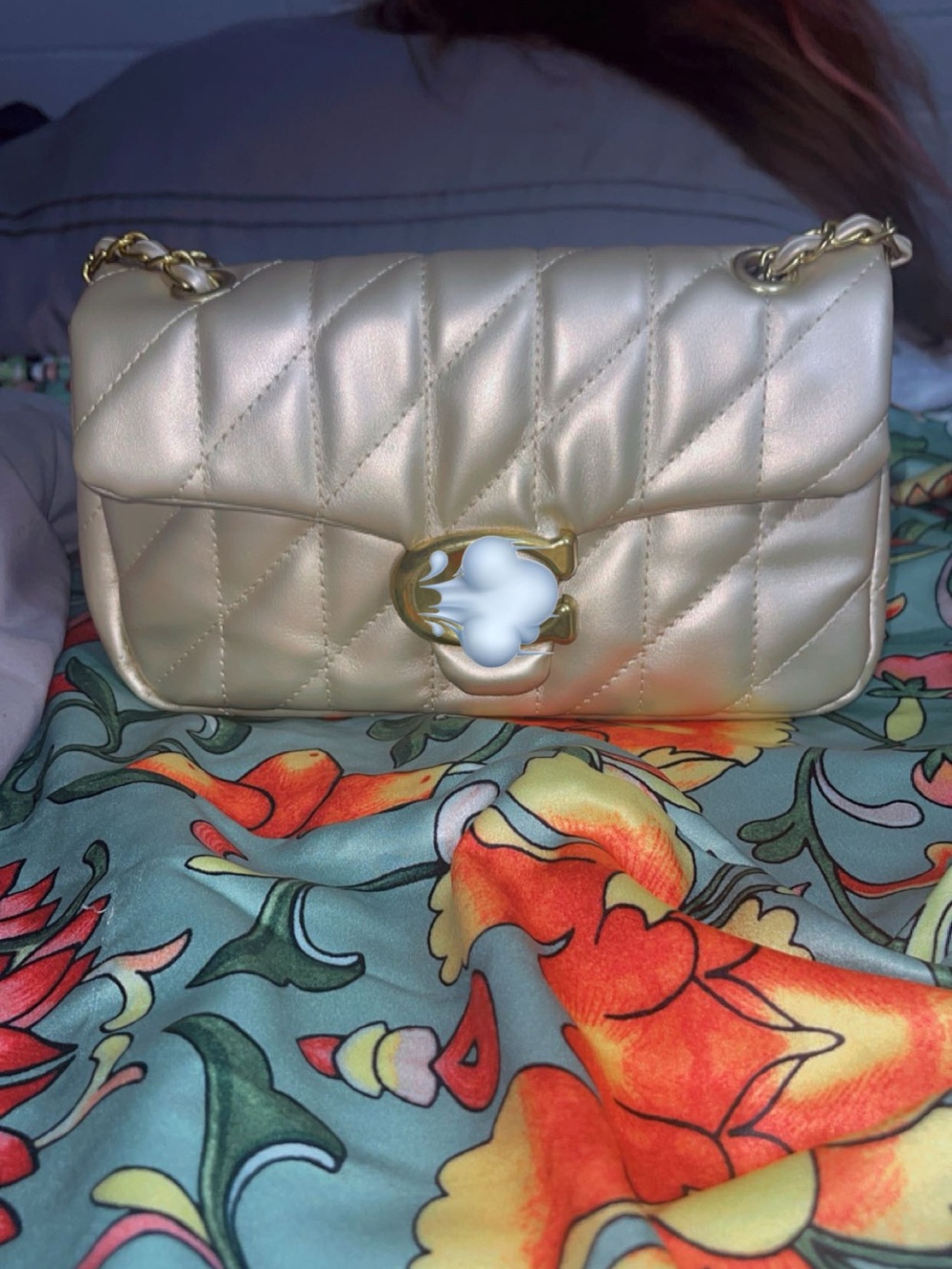 Gold Quilted Chain Shoulder Bag